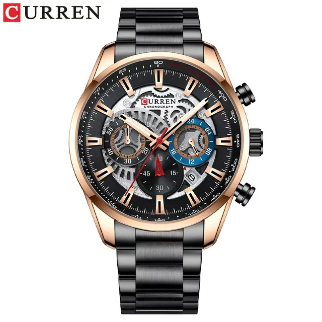 CURREN 8391 — Cronógrafo de cuarzo con brazalete de acero