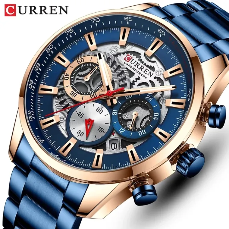 CURREN 8391 — Cronógrafo de cuarzo con brazalete de acero