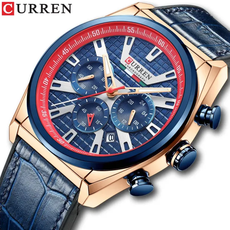 CURREN 8392 — Cronógrafo de 46 mm en cuero