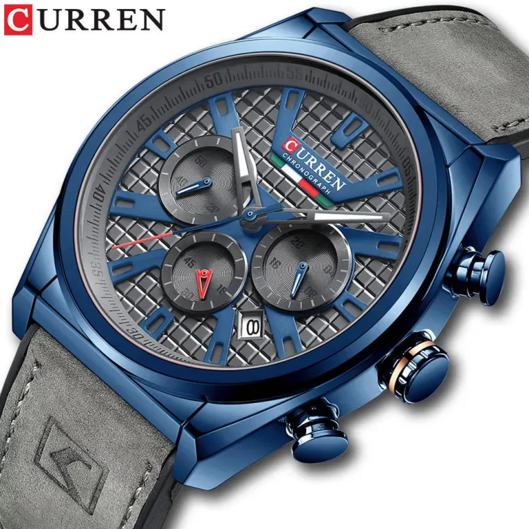 CURREN 8392 — Cronógrafo de 46 mm en cuero