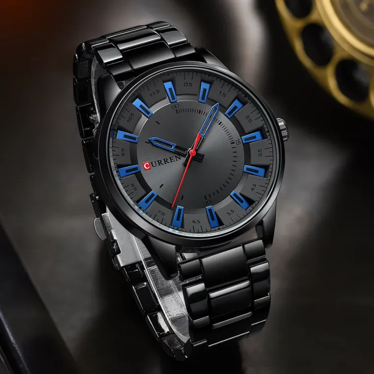 CURREN 8406 — Reloj de hombre 45 mm, brazalete de acero