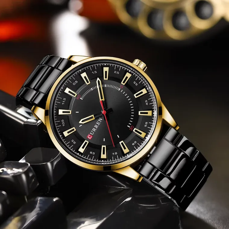 CURREN 8406 — Reloj de hombre 45 mm, brazalete de acero