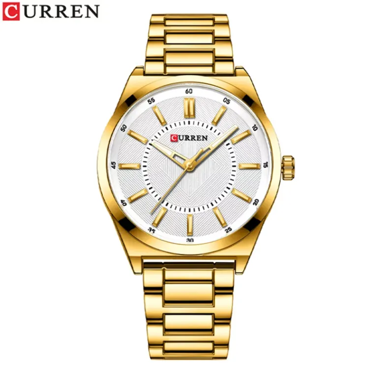 CURREN 8407 — Reloj de acero de tres agujas, 44 mm