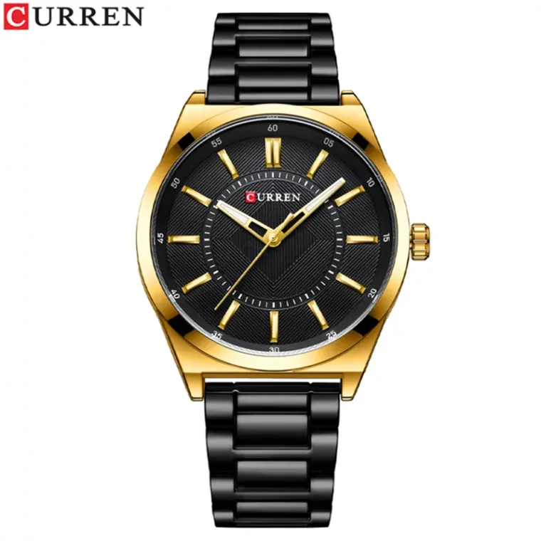 CURREN 8407 — Reloj de acero de tres agujas, 44 mm