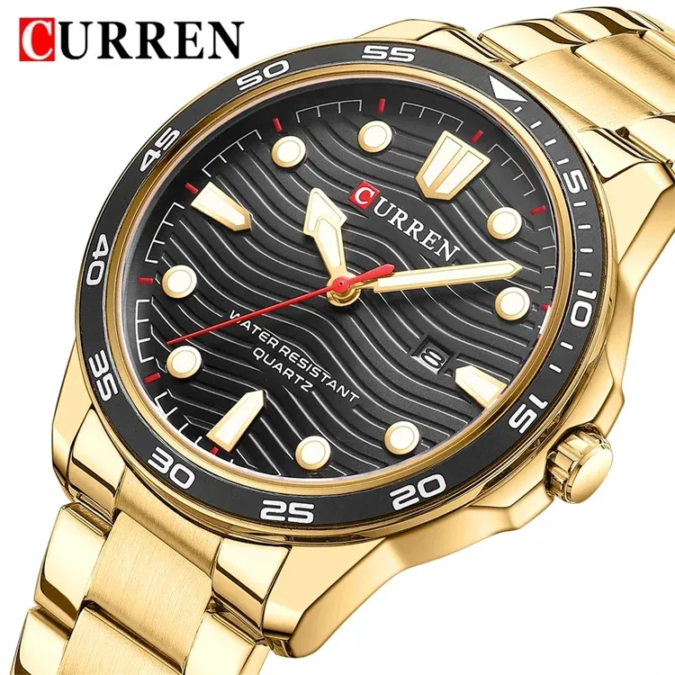CURREN 8426 — Reloj de cuarzo en acero para hombre, con fecha