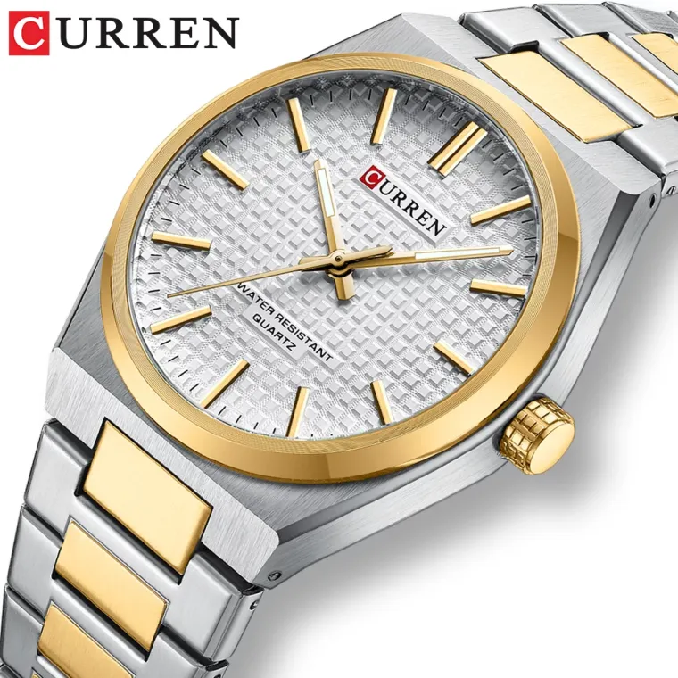 CURREN 8439 — Reloj de acero, esfera limpia