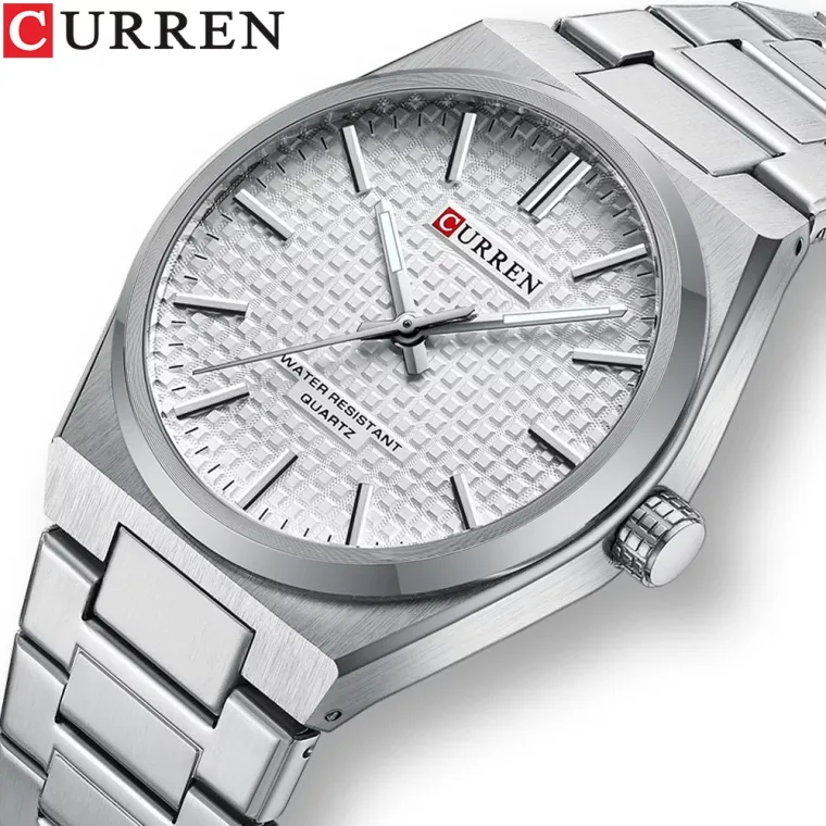 CURREN 8439 — Reloj de acero, esfera limpia