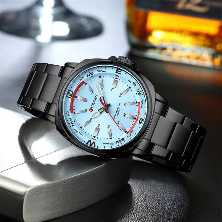 CURREN 8455 — Acero, 41 mm y agujas luminosas